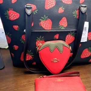 Coach strawberry gallery tote and Strawberry coin purse